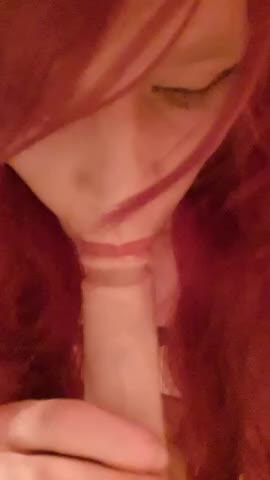 Redhead slut sucks dildo wishing it was your cock x