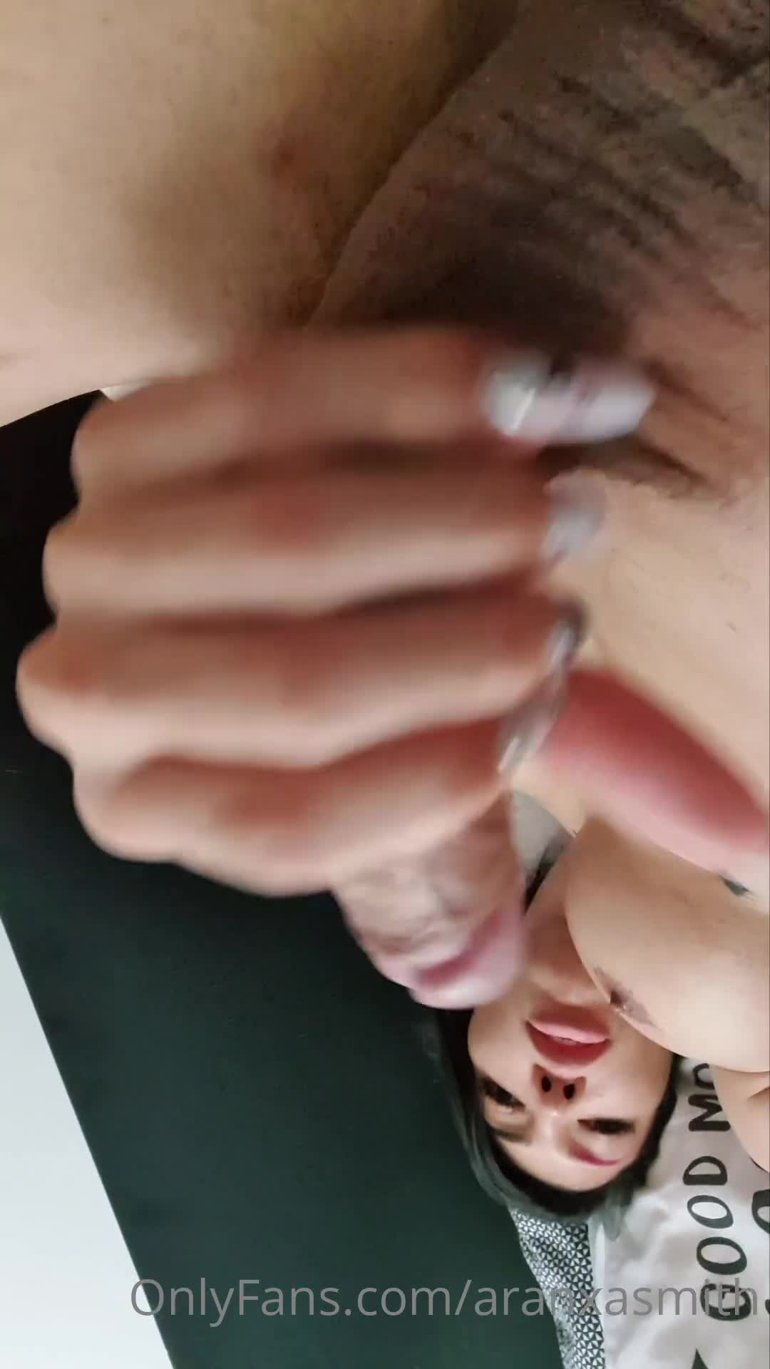 Latina shemale self facial + cum eating